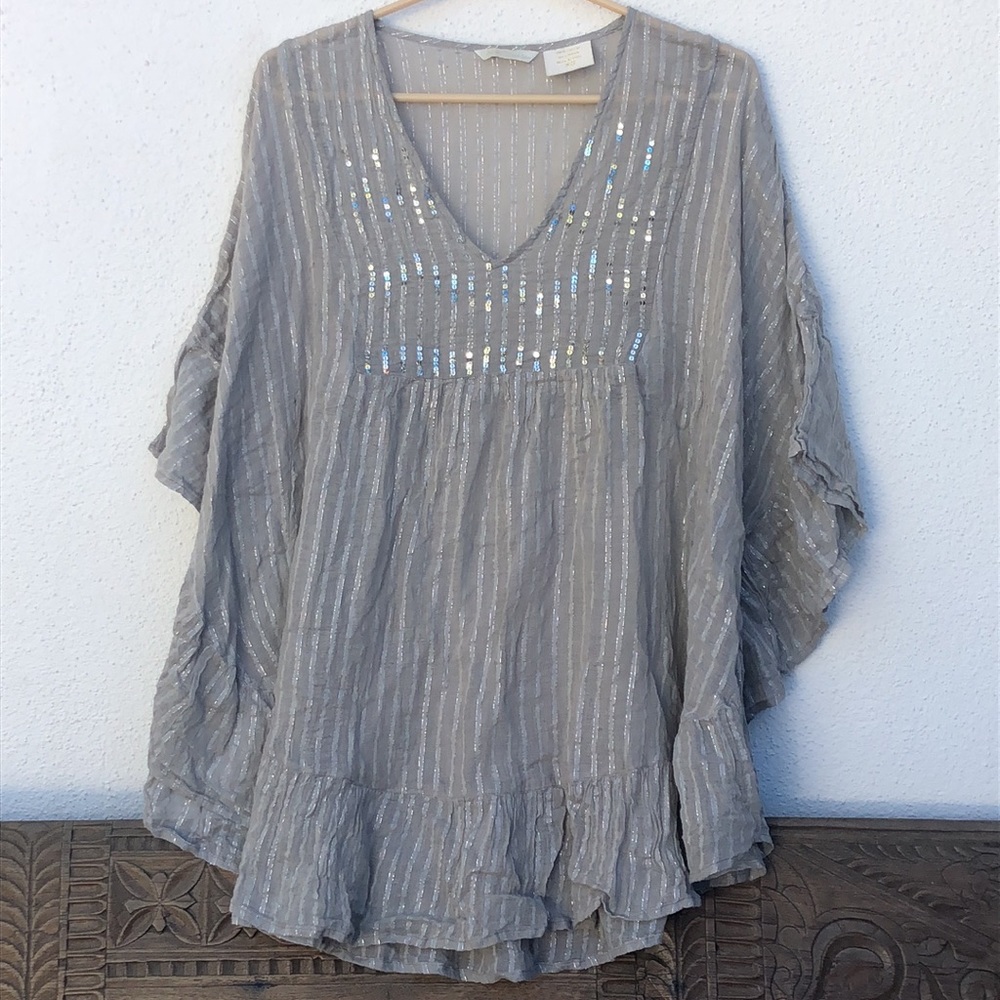 ANK by Mirla Sabino cotton gauze beaded swim coverup